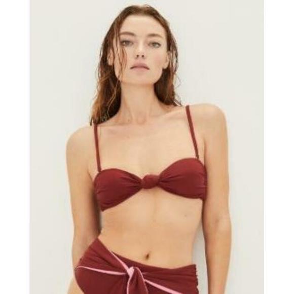 Veronica Beard Women's Gilly Bikini Top Deep Brick XL